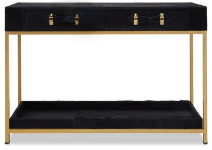 Vienna Townhouse Hair on Leather Two Drawer Console Table