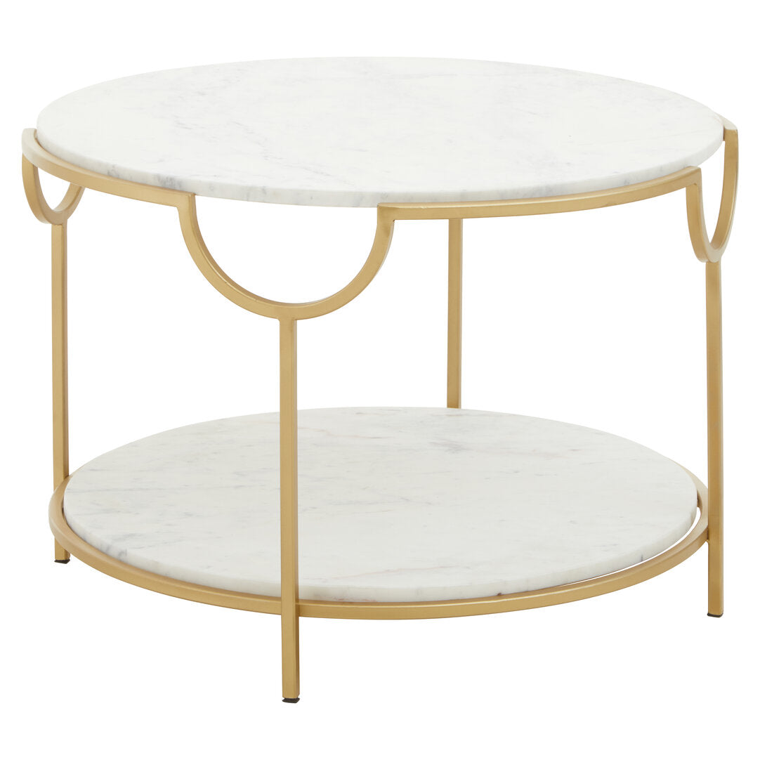 Chelsea Two Tier White And Gold Side Table
