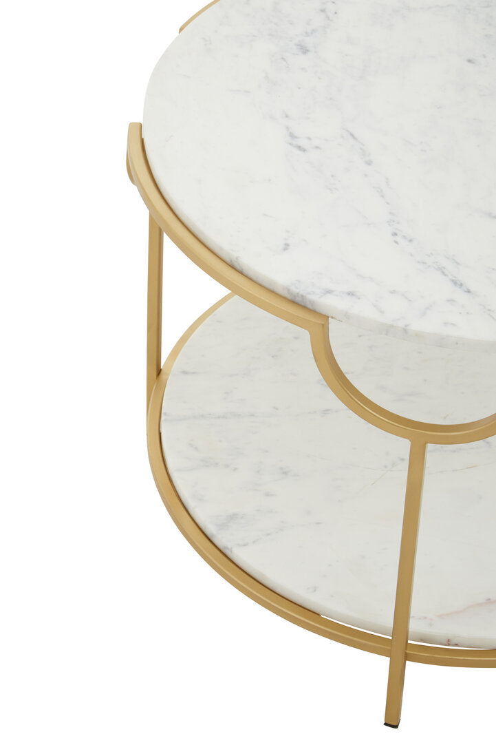 Chelsea Two Tier White And Gold Side Table