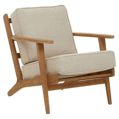Capri Natural Linen And Oak Armchair