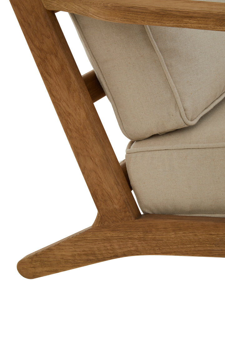 Capri Natural Linen And Oak Armchair