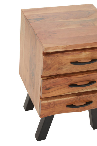 Florence Three Drawer Acacia Side Table