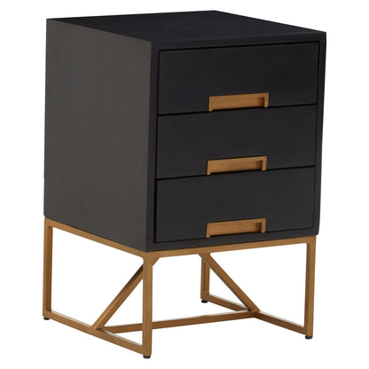 Monaco Black Side Table with 3 Drawers