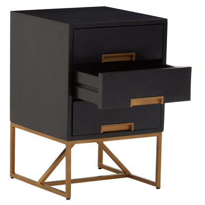 Monaco Black Side Table with 3 Drawers