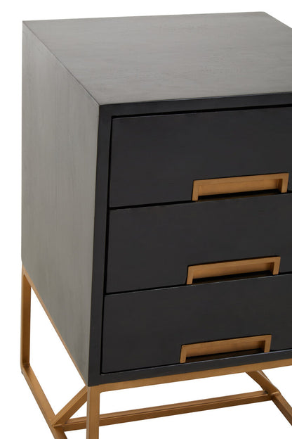 Monaco Black Side Table with 3 Drawers