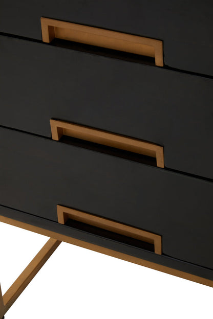 Monaco Black Side Table with 3 Drawers