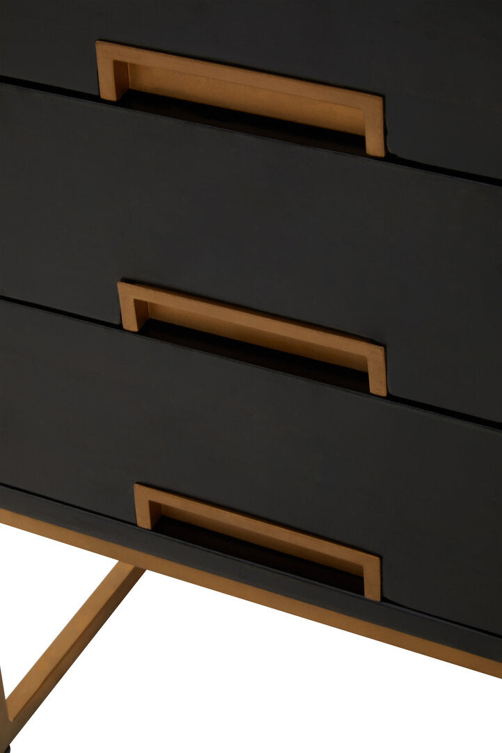 Monaco Black Side Table with 3 Drawers