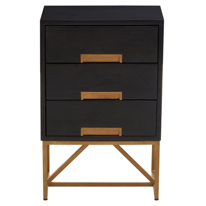 Monaco Black Side Table with 3 Drawers