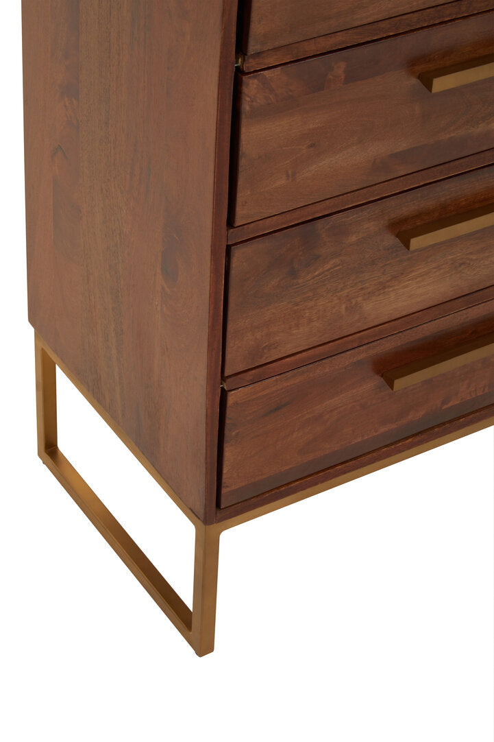 Cannes Mango Wood Chest of 5 Drawers