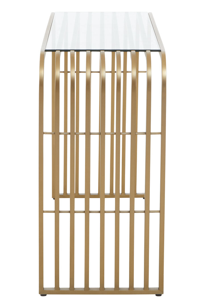 Valencia Matte Gold Slatted Console Table