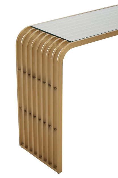 Valencia Matte Gold Slatted Console Table