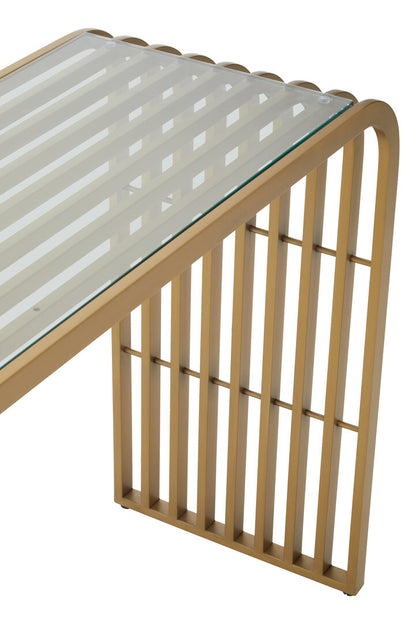 Valencia Matte Gold Slatted Console Table