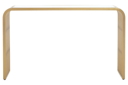 Valencia Matte Gold Slatted Console Table