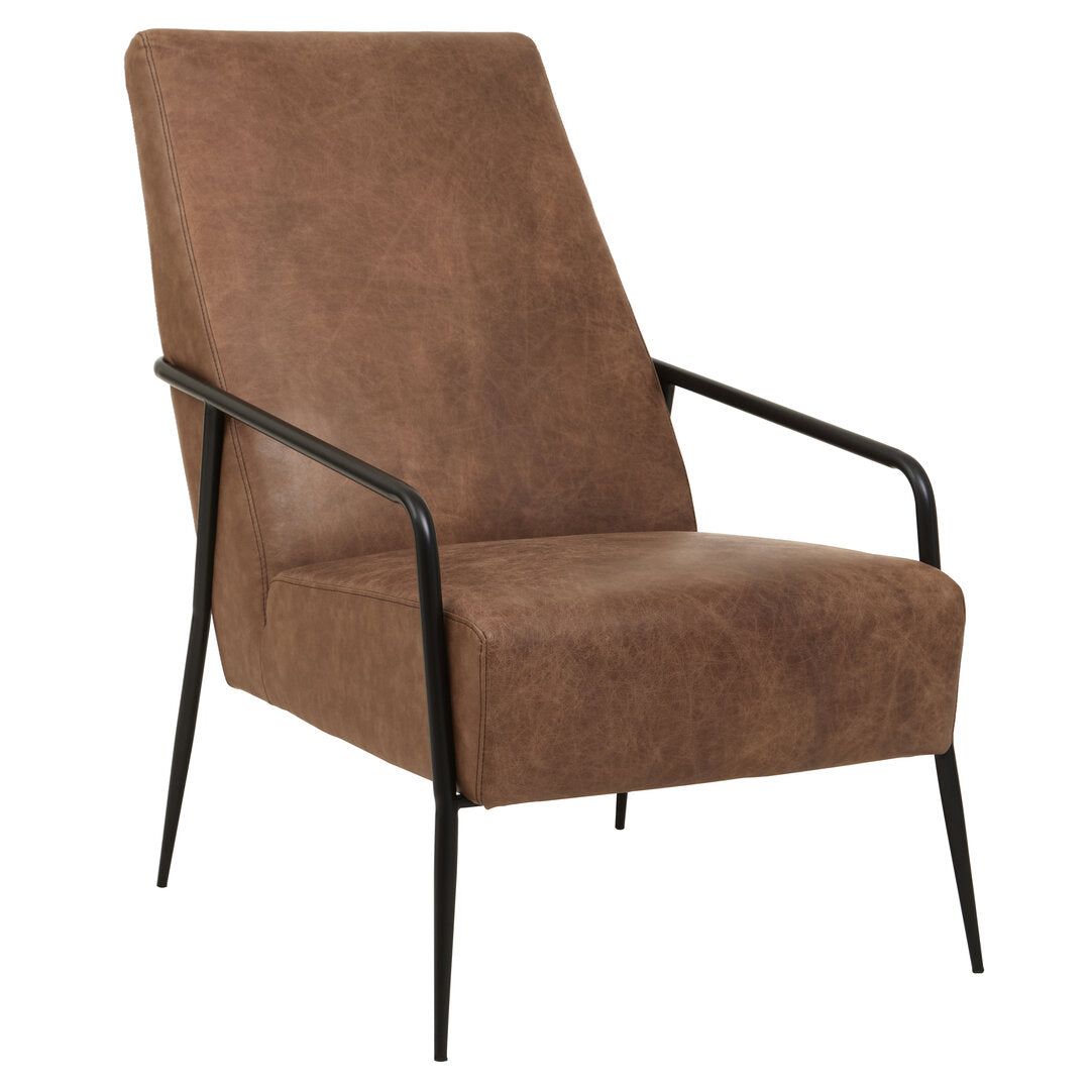 Harrogate Brown Leather Chair With Tapered Back