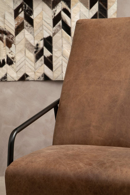 Harrogate Brown Leather Chair With Tapered Back