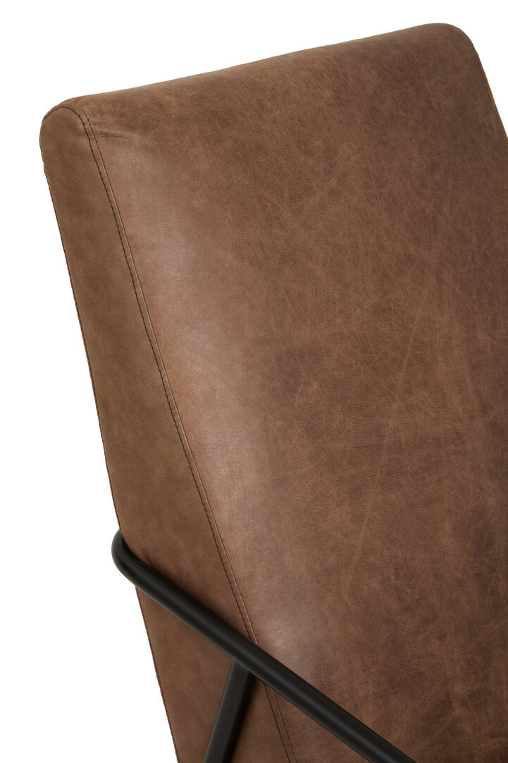 Harrogate Brown Leather Chair With Tapered Back