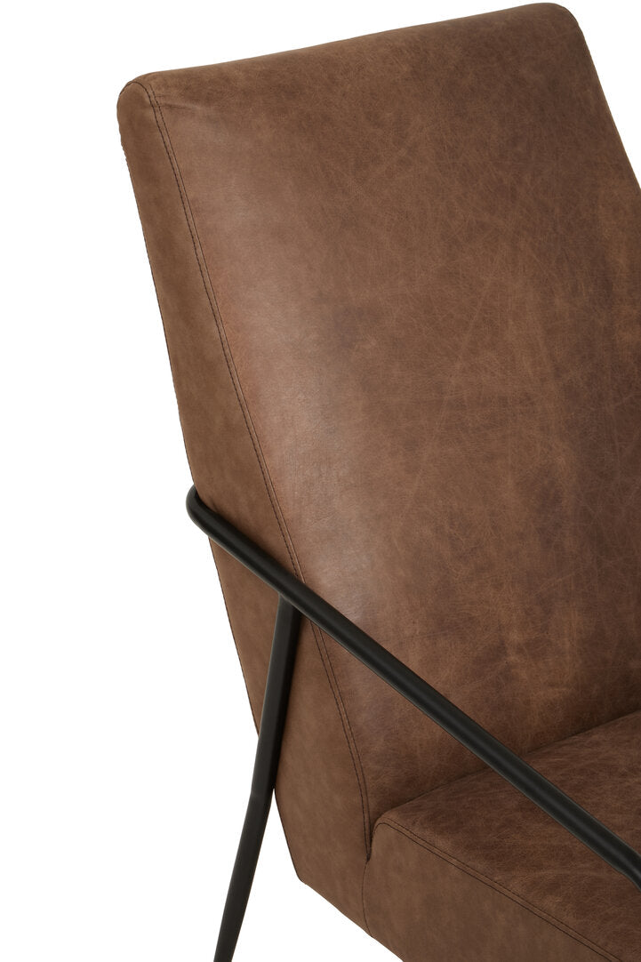 Harrogate Brown Leather Chair With Tapered Back