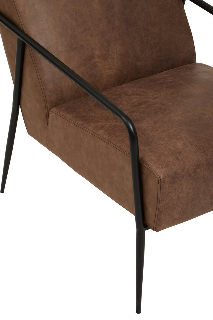 Harrogate Brown Leather Chair With Tapered Back