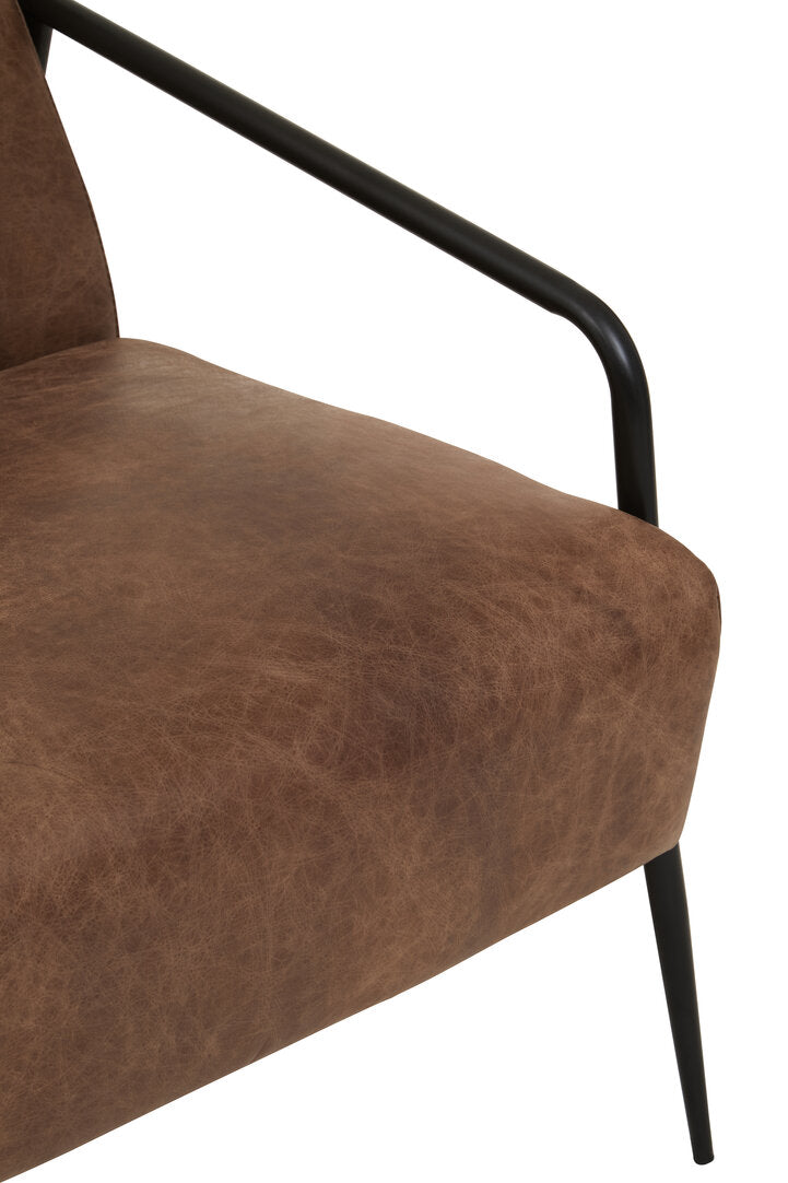 Harrogate Brown Leather Chair With Tapered Back