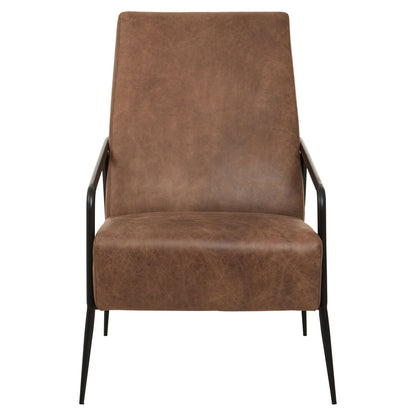 Harrogate Brown Leather Chair With Tapered Back