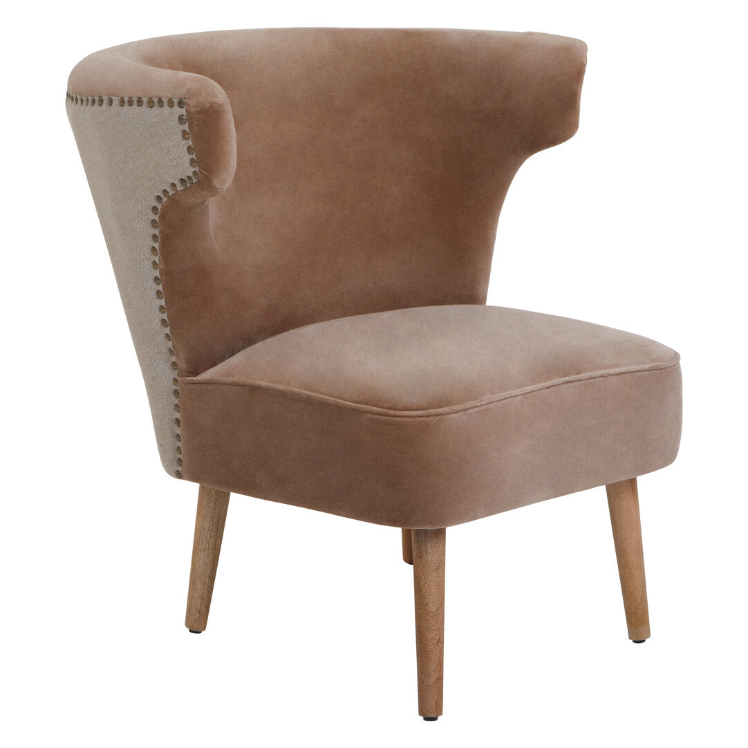 Granada Mink Velvet and Natural Linen Chair