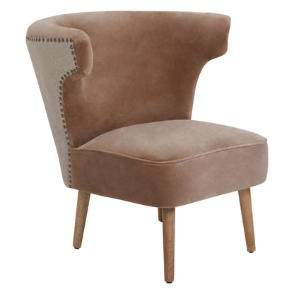 Granada Mink Velvet and Natural Linen Chair