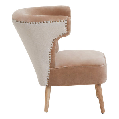 Granada Mink Velvet and Natural Linen Chair