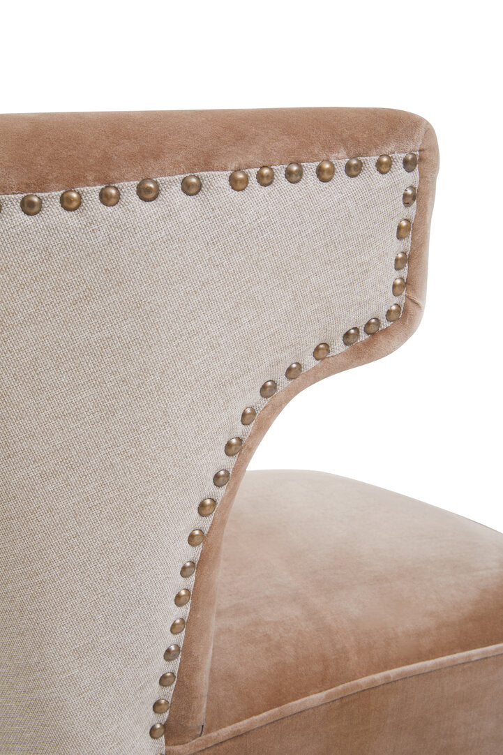 Granada Mink Velvet and Natural Linen Chair