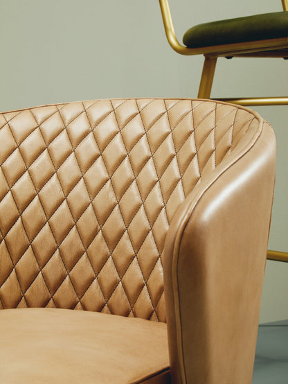 Verona Grey Leather Chair With Gold Finish Legs