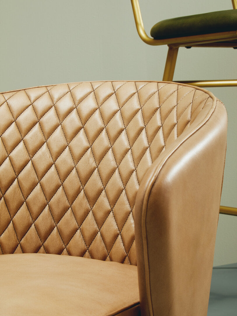 Verona Grey Leather Chair With Gold Finish Legs