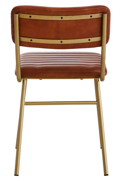 Verona Tan Leather Dining Chair With Gold Finish Frame