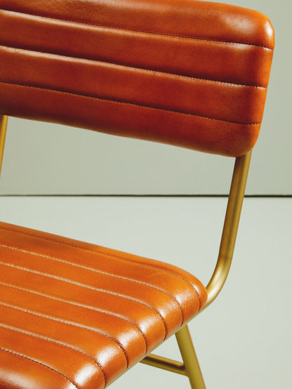 Verona Tan Leather Dining Chair With Gold Finish Frame