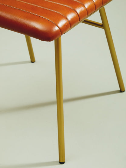 Verona Tan Leather Dining Chair With Gold Finish Frame