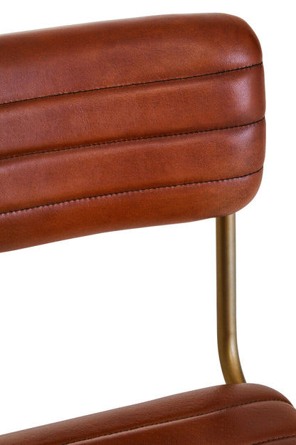 Verona Tan Leather Dining Chair With Gold Finish Frame