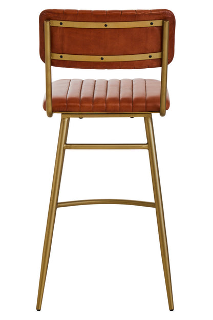 Verona Tan Leather Bar Chair With Gold Finish Frame
