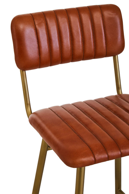 Verona Tan Leather Bar Chair With Gold Finish Frame