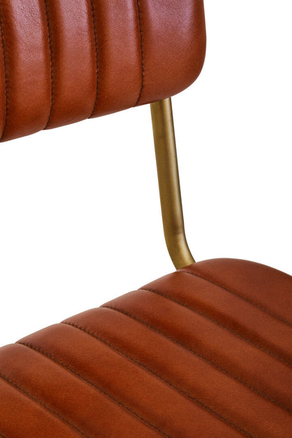 Verona Tan Leather Bar Chair With Gold Finish Frame