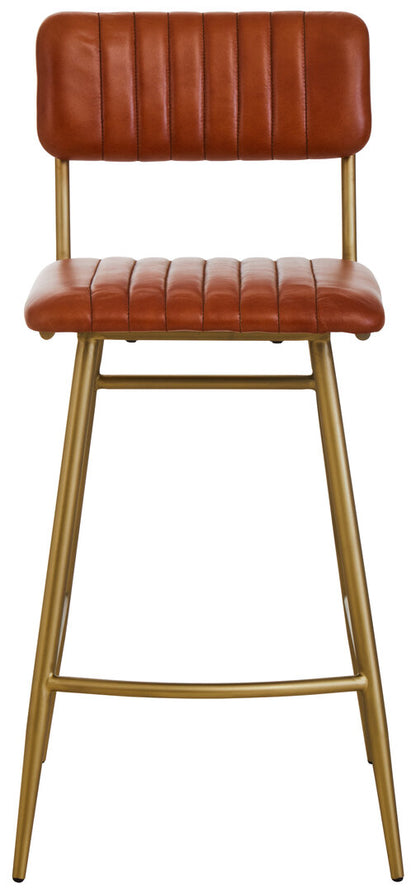 Verona Tan Leather Bar Chair With Gold Finish Frame