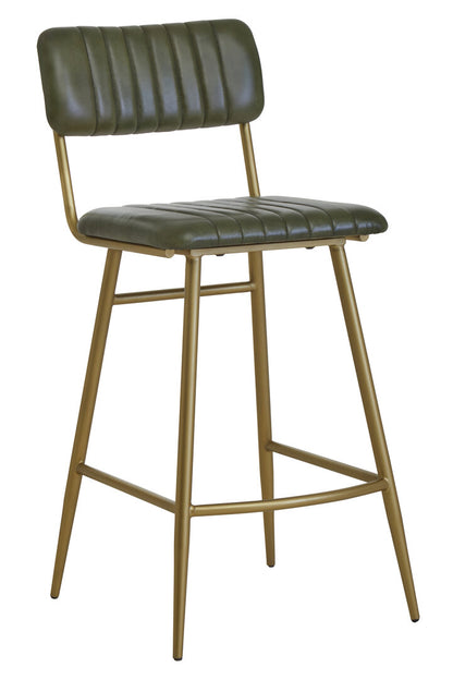 Verona Green Leather Bar Chair