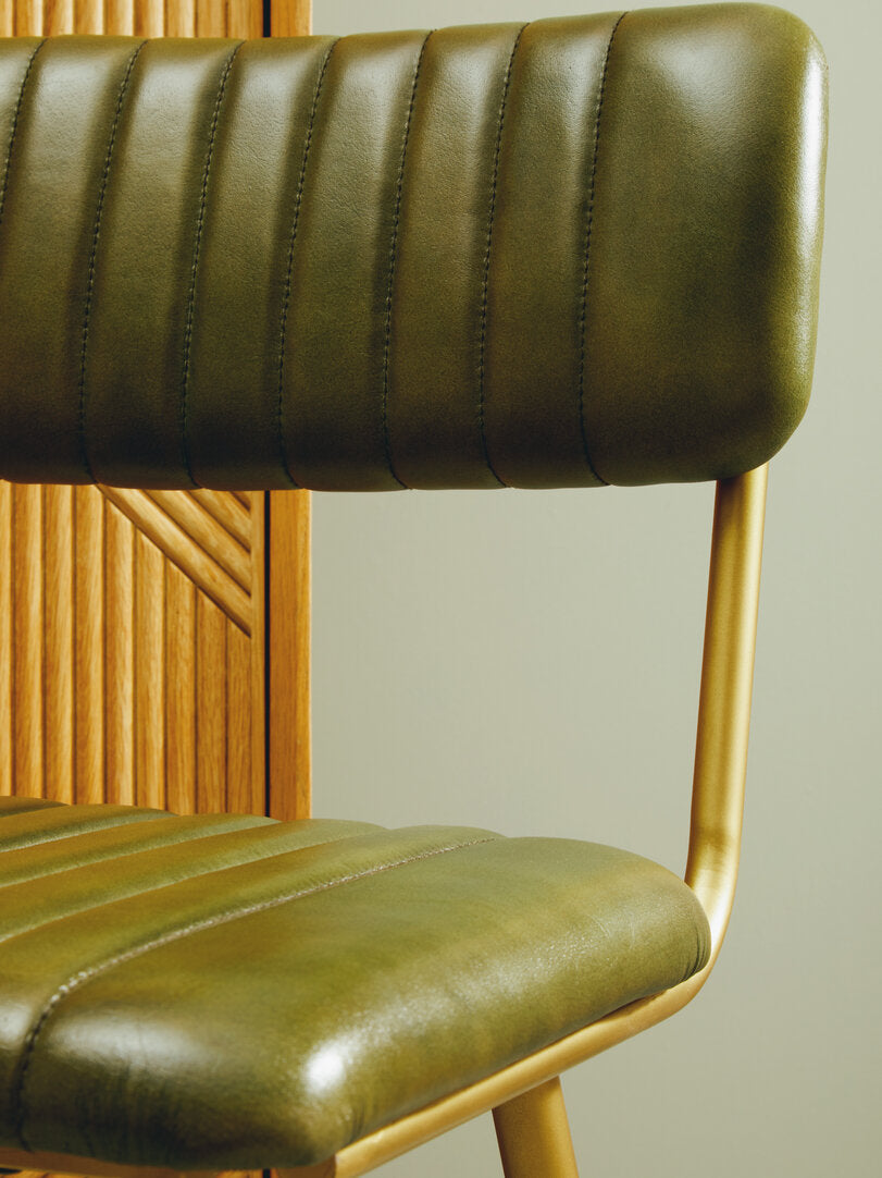 Verona Green Leather Bar Chair