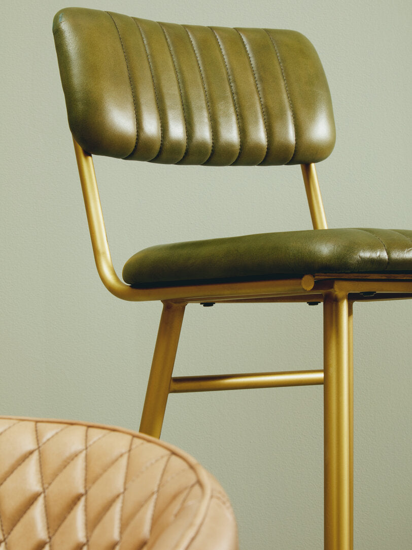 Verona Green Leather Bar Chair