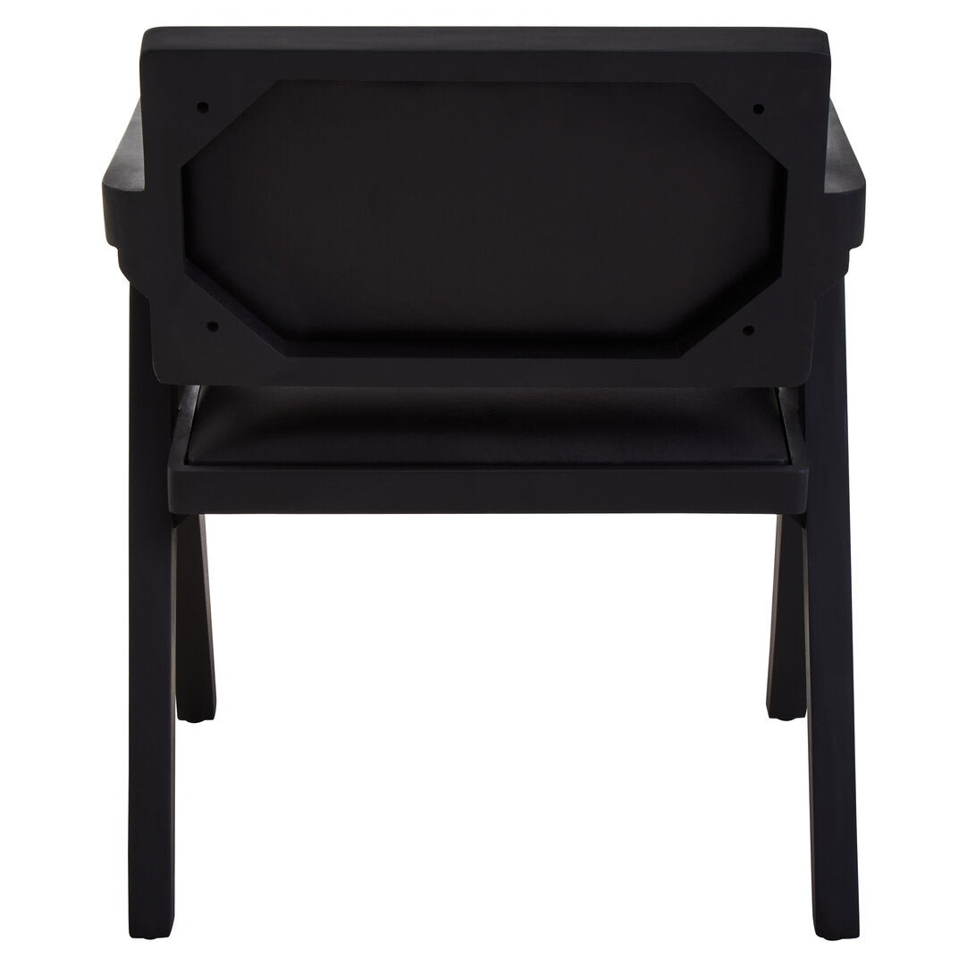 Verona Black Leather Armchair With Wood Frame