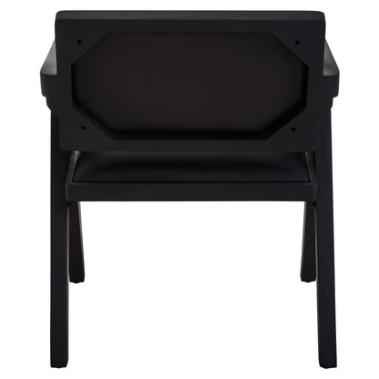 Verona Black Leather Armchair With Wood Frame