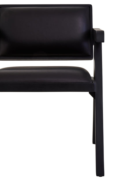 Verona Black Leather Armchair With Wood Frame