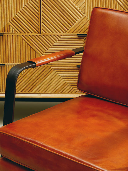 Verona Tan Leather Armchair With Black Iron Frame