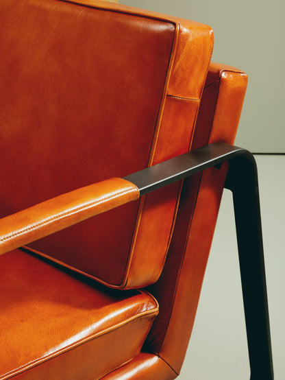 Verona Tan Leather Armchair With Black Iron Frame