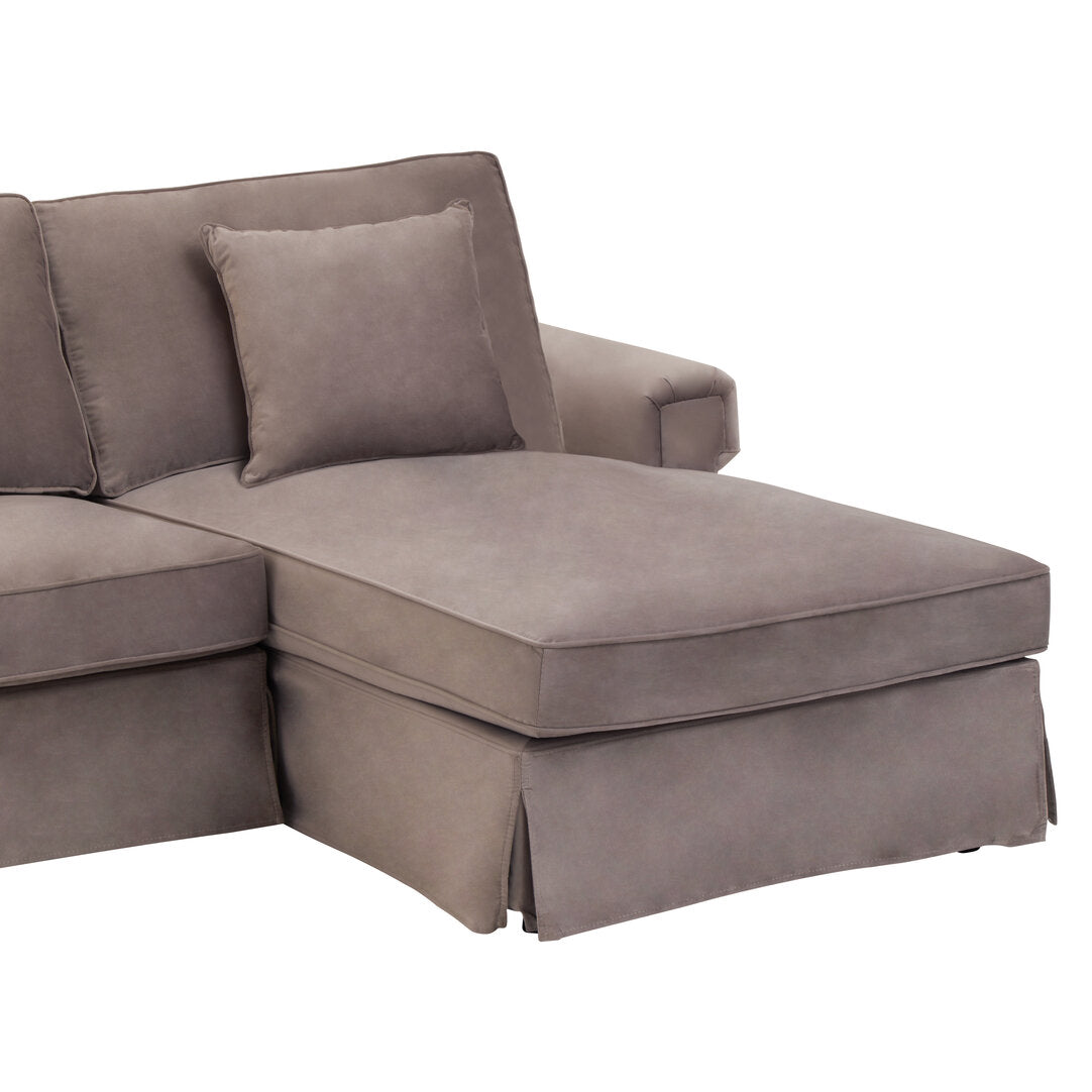 Whitby Three Seat Mink Velvet Right Chaise Sofa