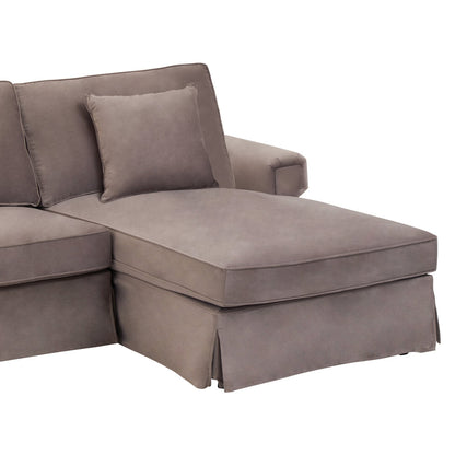 Whitby Three Seat Mink Velvet Right Chaise Sofa