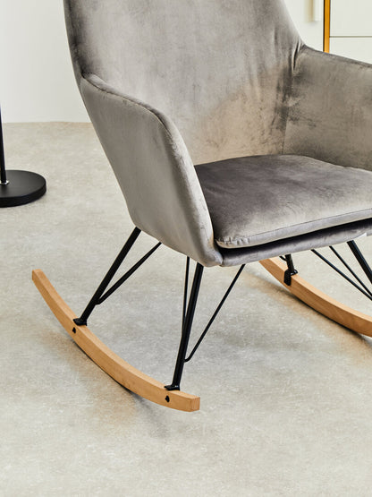 Richmond Grey Velvet Rocking Chair