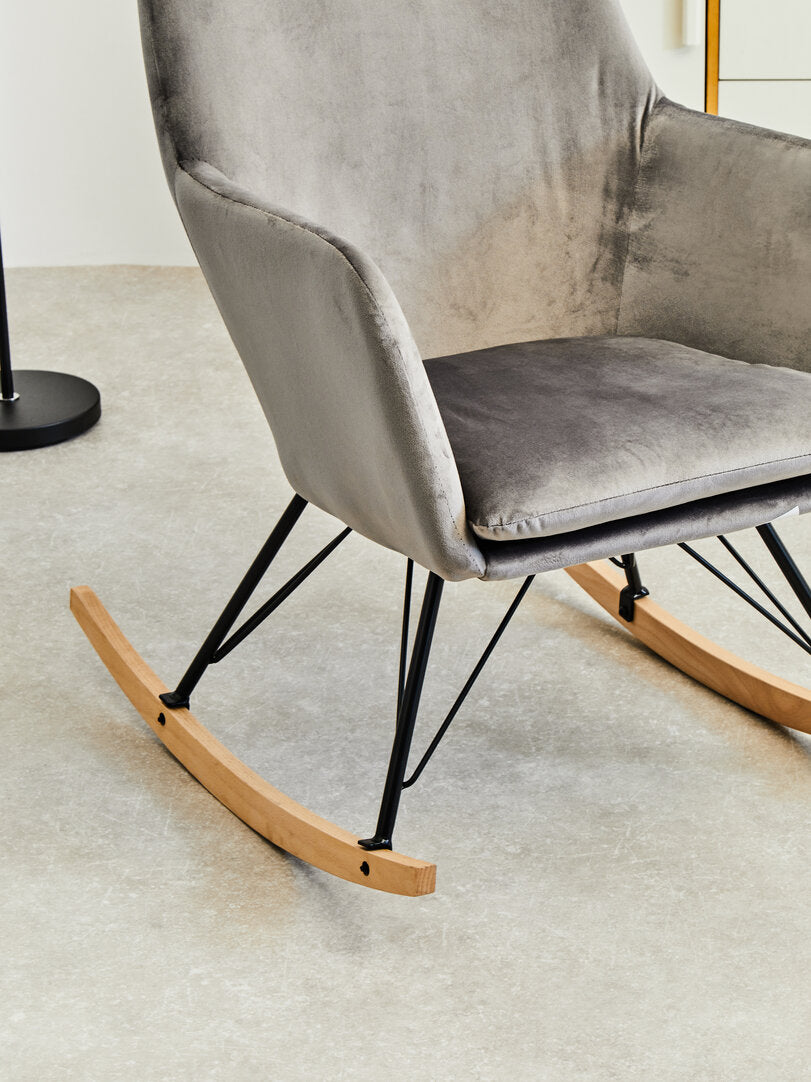 Richmond Grey Velvet Rocking Chair